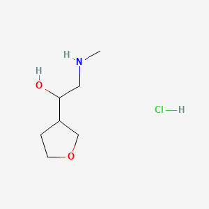 molecular formula C7H16ClNO2 B13593676 2-(Methylamino)-1-(oxolan-3-yl)ethan-1-olhydrochloride 