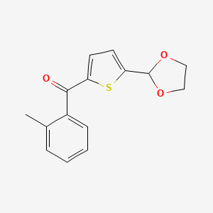 molecular formula C15H14O3S B1359371 5-(1,3-Dioxolan-2-YL)-2-(2-methylbenzoyl)thiophene CAS No. 898773-17-6