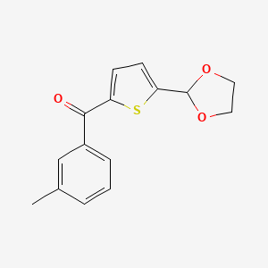 molecular formula C15H14O3S B1359372 5-(1,3-Dioxolan-2-YL)-2-(3-methylbenzoyl)thiophene CAS No. 898773-20-1