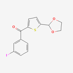 molecular formula C14H11IO3S B1359373 5-(1,3-二氧杂环戊二烯基)-2-(3-碘苯甲酰)噻吩 CAS No. 898778-13-7