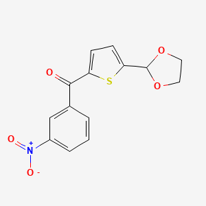 molecular formula C14H11NO5S B1359374 5-(1,3-二氧戊环-2-基)-2-(3-硝基苯甲酰)噻吩 CAS No. 898778-31-9