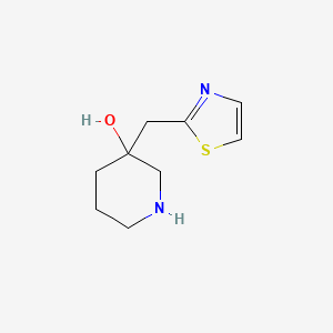 molecular formula C9H14N2OS B13593747 3-(Thiazol-2-ylmethyl)piperidin-3-ol 