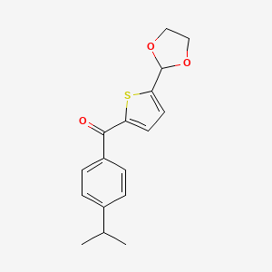 molecular formula C17H18O3S B1359376 5-(1,3-Dioxolan-2-YL)-2-(4-isopropylbenzoyl)thiophene CAS No. 898778-37-5