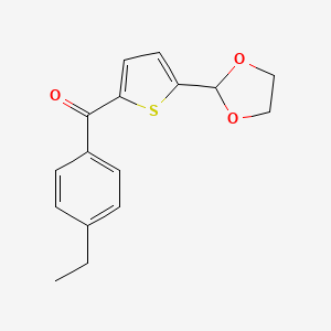 molecular formula C16H16O3S B1359377 5-(1,3-Dioxolan-2-YL)-2-(4-ethylbenzoyl)thiophene CAS No. 898778-46-6