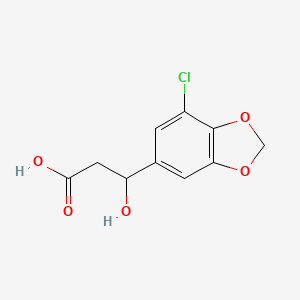 molecular formula C10H9ClO5 B13593779 3-(7-Chloro-1,3-dioxaindan-5-yl)-3-hydroxypropanoic acid 