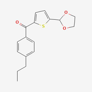 molecular formula C17H18O3S B1359378 5-(1,3-二氧戊环-2-基)-2-(4-丙基苯甲酰)噻吩 CAS No. 898778-49-9
