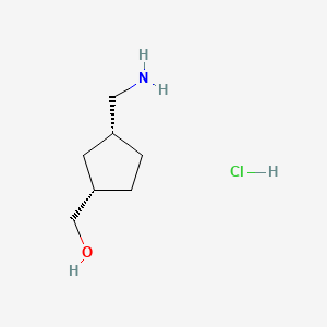 molecular formula C7H16ClNO B13593794 rac-[(1R,3S)-3-(aminomethyl)cyclopentyl]methanolhydrochloride,cis 