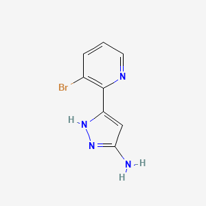 molecular formula C8H7BrN4 B13593818 5-(3-bromopyridin-2-yl)-1H-pyrazol-3-amine 