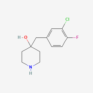 molecular formula C12H15ClFNO B13593829 4-(3-Chloro-4-fluorobenzyl)piperidin-4-ol 