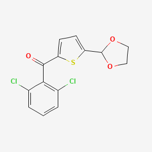 B1359388 2-(2,6-Dichlorobenzoyl)-5-(1,3-dioxolan-2-YL)thiophene CAS No. 898778-92-2