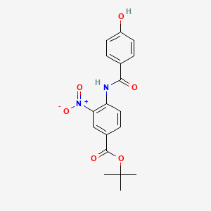 molecular formula C18H18N2O6 B13593882 Tert-butyl4-(4-hydroxybenzamido)-3-nitrobenzoate 