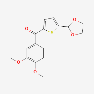 molecular formula C16H16O5S B1359390 2-(3,4-Dimethoxybenzoyl)-5-(1,3-dioxolan-2-YL)thiophene CAS No. 898779-10-7