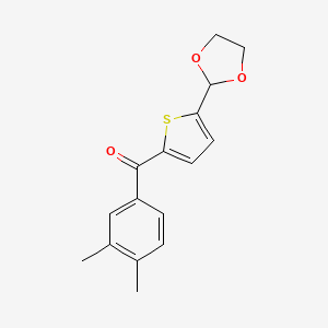 molecular formula C16H16O3S B1359392 2-(3,4-Dimethylbenzoyl)-5-(1,3-dioxolan-2-YL)thiophene CAS No. 898779-28-7