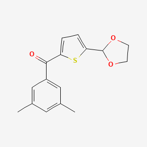 molecular formula C16H16O3S B1359393 2-(3,5-Dimethylbenzoyl)-5-(1,3-dioxolan-2-YL)thiophene CAS No. 898779-31-2