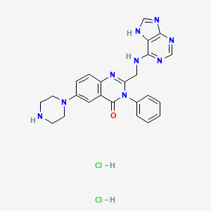 molecular formula C24H25Cl2N9O B13594060 3-phenyl-6-(piperazin-1-yl)-2-{[(9H-purin-6-yl)amino]methyl}-3,4-dihydroquinazolin-4-one dihydrochloride 