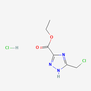 molecular formula C6H9Cl2N3O2 B13594114 ethyl5-(chloromethyl)-1H-1,2,4-triazole-3-carboxylatehydrochloride 