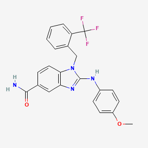 molecular formula C23H19F3N4O2 B1359431 2-((4-Methoxyphenyl)amino)-1-(2-(trifluoromethyl)benzyl)-1H-benzo[d]imidazole-5-carboxamide CAS No. 1092829-79-2