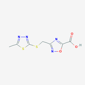 molecular formula C7H6N4O3S2 B1359451 3-{[(5-Methyl-1,3,4-thiadiazol-2-yl)thio]methyl}-1,2,4-oxadiazole-5-carboxylic acid CAS No. 1119450-92-8