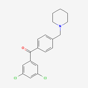 molecular formula C19H19Cl2NO B1359473 3,5-Dichloro-4'-piperidinomethyl benzophenone CAS No. 898775-61-6