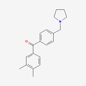molecular formula C20H23NO B1359481 3,4-Dimethyl-4'-pyrrolidinomethyl benzophenone CAS No. 898776-51-7