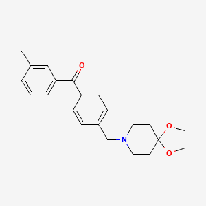 molecular formula C22H25NO3 B1359486 4'-[8-(1,4-二氧杂-8-氮杂螺[4.5]癸基)甲基]-3-甲基苯甲酮 CAS No. 898757-43-2
