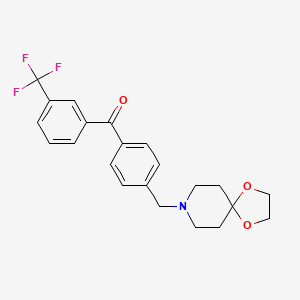 molecular formula C22H22F3NO3 B1359491 4'-[8-(1,4-二氧杂-8-氮杂螺[4.5]癸基)甲基]-3-三氟甲基二苯甲酮 CAS No. 898758-12-8