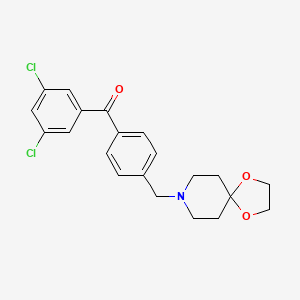 molecular formula C21H21Cl2NO3 B1359496 3,5-Dichloro-4'-[8-(1,4-dioxa-8-azaspiro[4.5]decyl)methyl]benzophenone CAS No. 898758-40-2