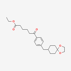 molecular formula C23H32O5 B1359498 Ethyl 6-{4-[(1,4-dioxaspiro[4.5]decan-8-yl)methyl]phenyl}-6-oxohexanoate CAS No. 898782-10-0