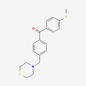 molecular formula C19H21NOS2 B1359501 4-Thiomethyl-4'-thiomorpholinomethyl benzophenone CAS No. 898782-57-5