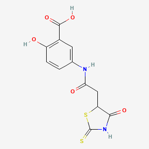 2-Hydroxy-5-{[(2-mercapto-4-oxo-4,5-dihydro-1,3-thiazol-5-yl)acetyl]amino}benzoic acid