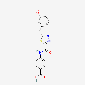 molecular formula C18H15N3O4S B1359578 4-({[5-(3-Methoxybenzyl)-1,3,4-thiadiazol-2-YL]-carbonyl}amino)benzoic acid CAS No. 1142209-78-6