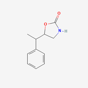 molecular formula C11H13NO2 B13595906 5-(1-Phenylethyl)oxazolidin-2-one 