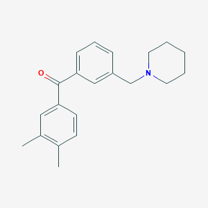 molecular formula C21H25NO B1359605 3,4-Dimethyl-3'-piperidinomethyl benzophenone CAS No. 898793-20-9