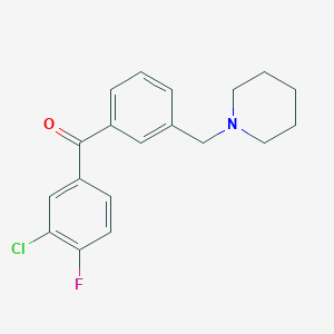 molecular formula C19H19ClFNO B1359607 3-Chloro-4-fluoro-3'-piperidinomethyl benzophenone CAS No. 898793-28-7