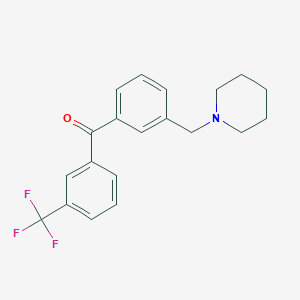molecular formula C20H20F3NO B1359608 3'-Piperidinomethyl-3-trifluoromethylbenzophenone CAS No. 898793-36-7