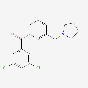 molecular formula C18H17Cl2NO B1359620 3,5-Dichloro-3'-pyrrolidinomethyl benzophenone CAS No. 898770-84-8