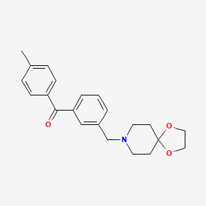 molecular formula C22H25NO3 B1359623 3-[1,4-Dioxa-8-azaspiro[4.5]decan-8-ylmethyl]-4'-methylbenzophenone CAS No. 898761-35-8