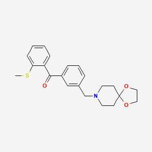 molecular formula C22H25NO3S B1359625 3'-[8-(1,4-Dioxa-8-azaspiro[4.5]decyl)methyl]-2-thiomethyl benzophenone CAS No. 898761-65-4