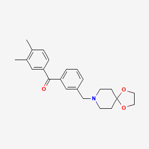 molecular formula C23H27NO3 B1359628 3,4-dimethyl-3'-[8-(1,4-dioxa-8-azaspiro[4.5]decyl)methyl]benzophenone CAS No. 898761-89-2