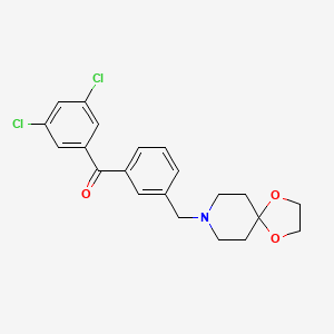 molecular formula C21H21Cl2NO3 B1359633 3,5-dichloro-3'-[8-(1,4-dioxa-8-azaspiro[4.5]decyl)methyl]benzophenone CAS No. 898762-31-7