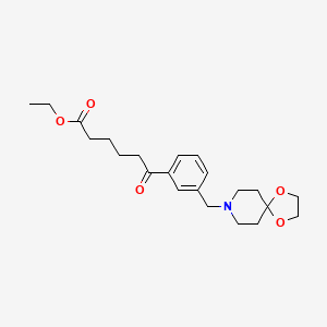 molecular formula C22H31NO5 B1359635 Ethyl 6-[3-[1,4-dioxa-8-azaspiro[4.5]decan-8-ylmethyl]phenyl]-6-oxohexanoate CAS No. 898762-64-6