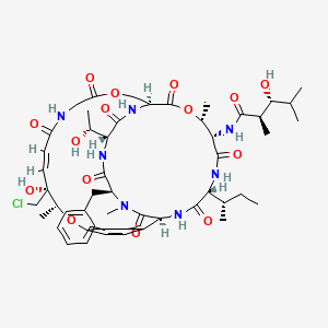 (2R,3R)-N-[(1S,7R,8R,9Z,17S,20R,21S,24R,29S,32R)-29-Benzyl-24-[(2S)-butan-2-yl]-8-(chloromethyl)-8-hydroxy-32-[(1R)-1-hydroxyethyl]-7,20,28-trimethyl-11,14,18,22,25,27,30,33-octaoxo-6,15,19-trioxa-12,23,26,28,31,34-hexazatricyclo[15.9.8.22,5]hexatriaconta-2(36),3,5(35),9-tetraen-21-yl]-3-hydroxy-2,4-dimethylpentanamide