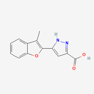molecular formula C13H10N2O3 B13596867 5-(3-methylbenzofuran-2-yl)-1H-pyrazole-3-carboxylic acid 