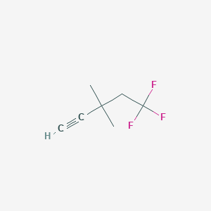 molecular formula C7H9F3 B13596877 5,5,5-Trifluoro-3,3-dimethylpent-1-yne 