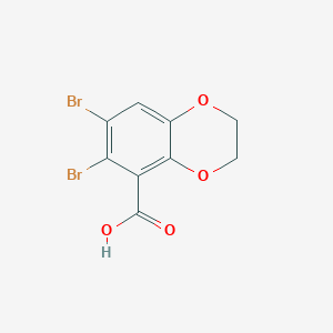 molecular formula C9H6Br2O4 B1359704 6,7-Dibromo-2,3-dihydro-1,4-benzodioxine-5-carboxylic acid CAS No. 66411-17-4