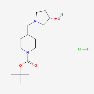 molecular formula C15H29ClN2O3 B13597785 tert-butyl4-{[(3S)-3-hydroxypyrrolidin-1-yl]methyl}piperidine-1-carboxylatehydrochloride 