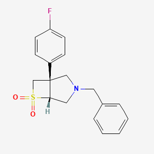 molecular formula C18H18FNO2S B13598388 rac-(1R,5S)-3-benzyl-1-(4-fluorophenyl)-6lambda6-thia-3-azabicyclo[3.2.0]heptane-6,6-dione 