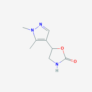 molecular formula C8H11N3O2 B13598391 5-(1,5-Dimethyl-1h-pyrazol-4-yl)oxazolidin-2-one 