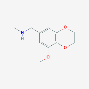 molecular formula C11H15NO3 B13598428 1-(8-Methoxy-2,3-dihydrobenzo[b][1,4]dioxin-6-yl)-N-methylmethanamine 