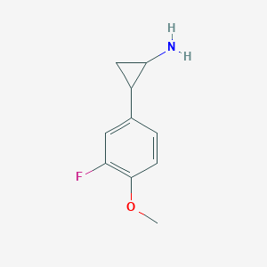 molecular formula C10H12FNO B13598927 2-(3-Fluoro-4-methoxyphenyl)cyclopropan-1-amine 